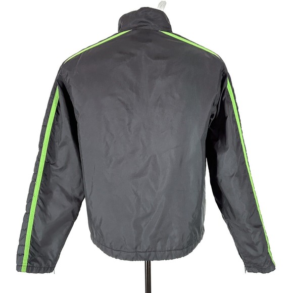 Vtg Polo Sport Coat Jacket Ralph Lauren Black Nylon Mens M Green Strip Logo Warm - Picture 5 of 11
